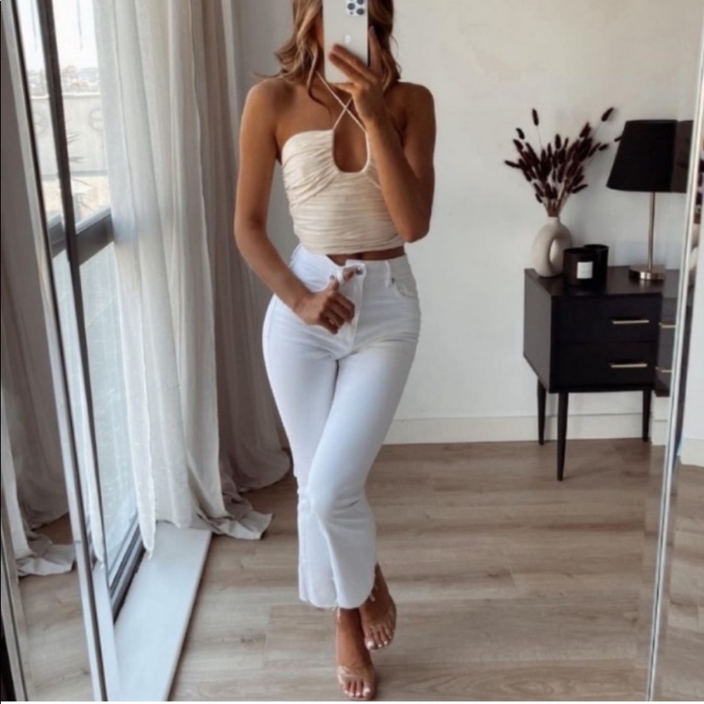 Zara Ruched Tie Halter Top - Picture 3 of 6